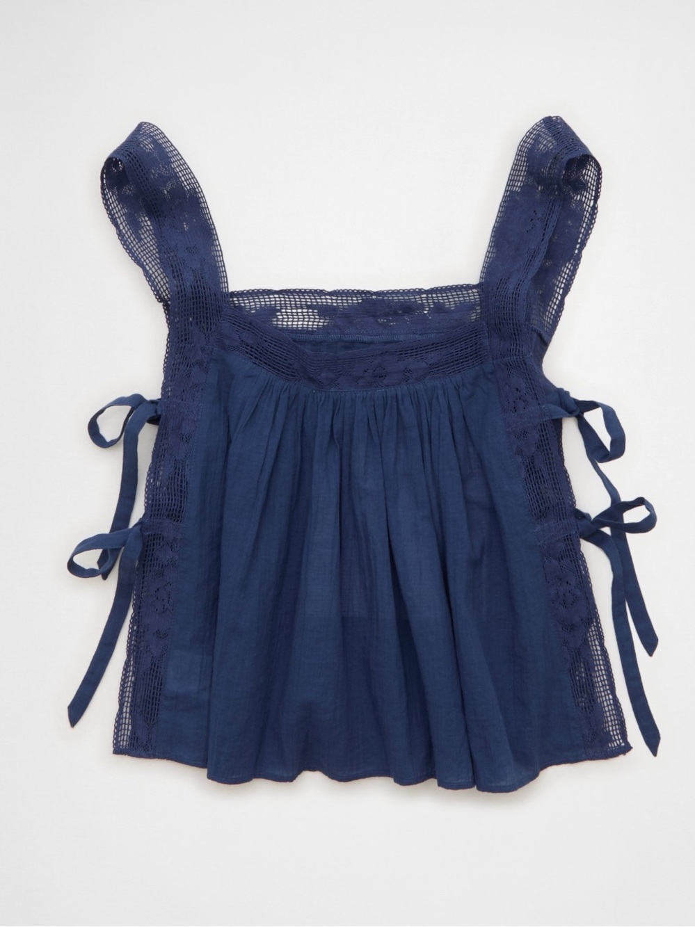 American Eagle Outfitters Blue Lace-Trim Square Neck Tank - Picture 3 of 6